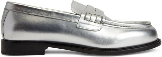 Giuseppe Zanotti Euro metallic-effect leather loafer Silver