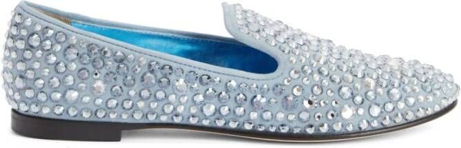 Giuseppe Zanotti Evangeline rhinestone-embellished suede loafers Blue