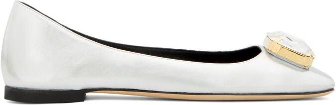 Giuseppe Zanotti faceted stone ballerina shoes Silver