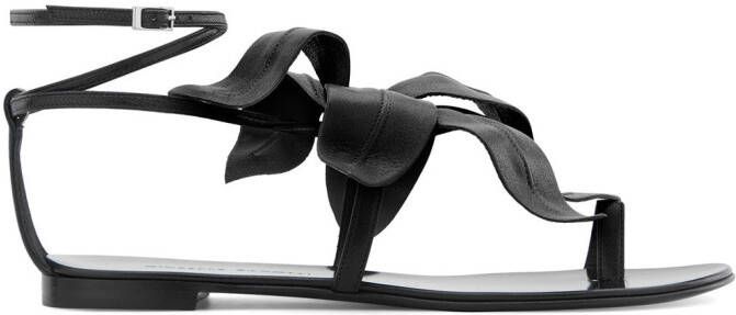 Giuseppe Zanotti flower appliqué flat sandals Black