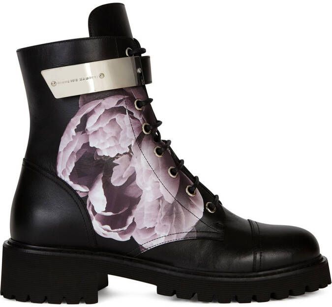 Giuseppe Zanotti Forever Bloom combat boots Black