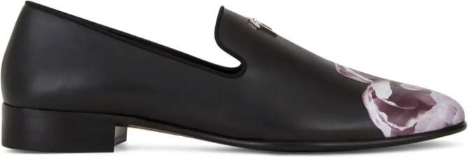 Giuseppe Zanotti Forever Bloom leather loafers Black