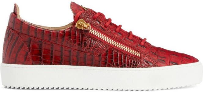 Giuseppe Zanotti Frankie crocodile-embossed low-top sneakers Red