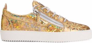 Giuseppe Zanotti Frankie foil-finish sneakers Gold