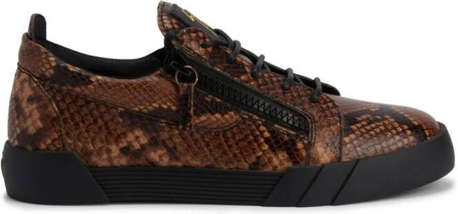 Giuseppe Zanotti Frankie snakeskin-print leather sneakers Brown
