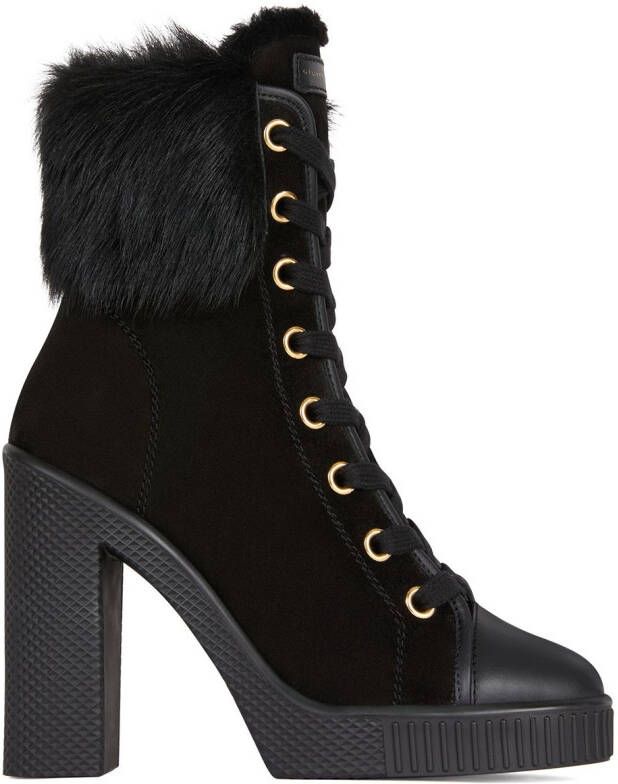 Giuseppe Zanotti fur-shearling trim boots Black