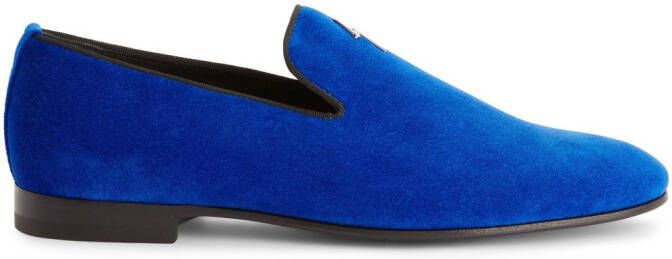 Giuseppe Zanotti G-Flash motif-embroidered suede loafers Blue