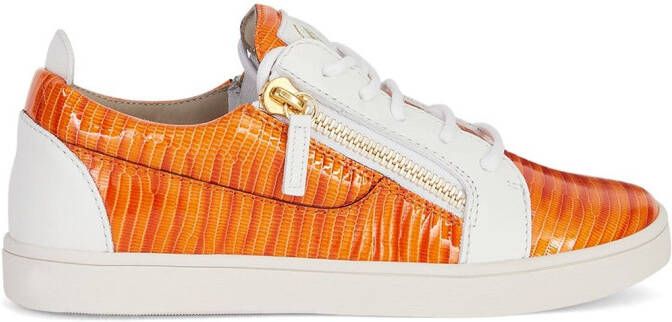 Giuseppe Zanotti Gail snakeskin-effect sneakers Orange