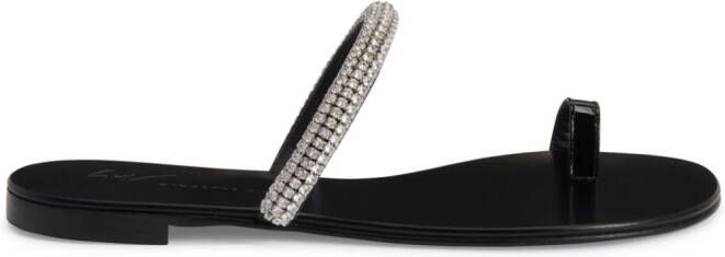 Giuseppe Zanotti Galassia rhinestone-embellished toe-loop flat sandals Black