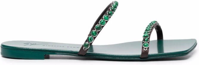 Giuseppe Zanotti gemstone-embellished open-toe sandals Green