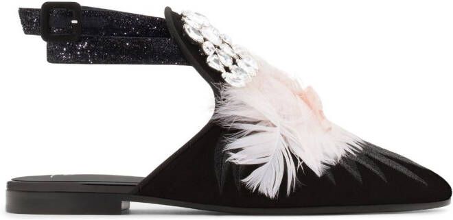 Giuseppe Zanotti Gioia crystal-embellished flat sandals Black