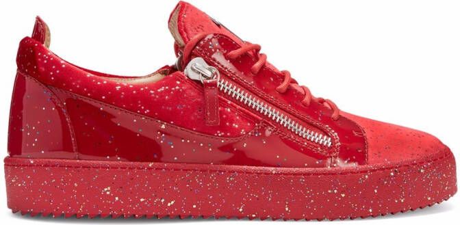 Giuseppe Zanotti glitter-embellished Frankie sneakers Red