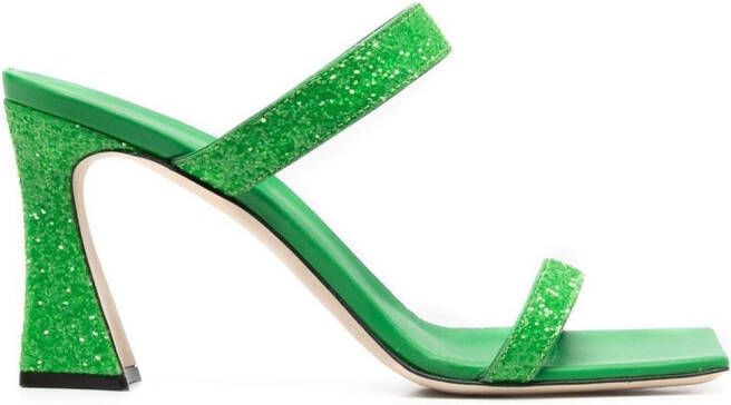 Giuseppe Zanotti glitter square-toe mules Green