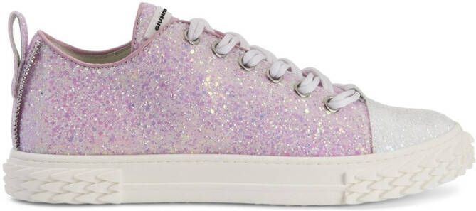 Giuseppe Zanotti glittered low-top sneakers Pink