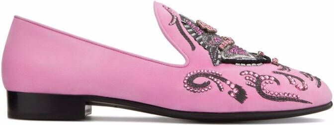 Giuseppe Zanotti Gzxswaelee embellished loafers Pink