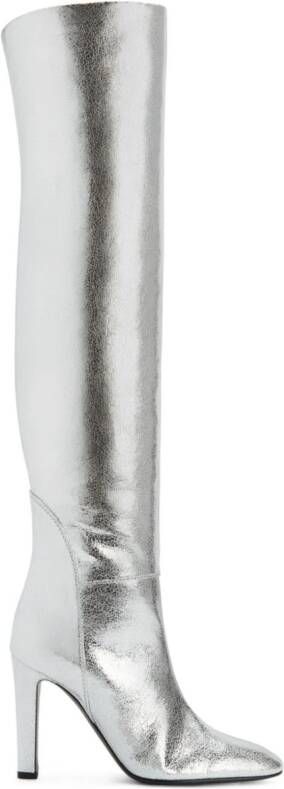 Giuseppe Zanotti Hattie 105mm metallic knee-high boots Silver
