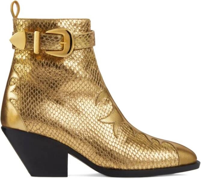Giuseppe Zanotti Helena Buckle 55mm leather boots Gold