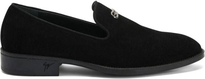 Giuseppe Zanotti Imrham Logozalì-embellished suede loafers Black