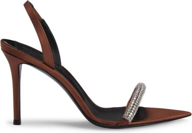 Giuseppe Zanotti Intriigo Galassia 90mm rhinestone-embellished satin sandals Brown