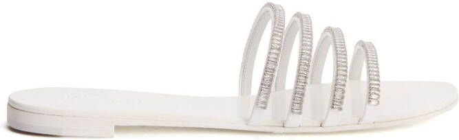 Giuseppe Zanotti Iride crystal-embellished slides White