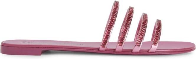 Giuseppe Zanotti Iride Crystal leather slides Pink