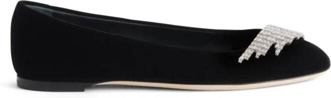 Giuseppe Zanotti Iveery crystal-embellished ballerina shoes Black