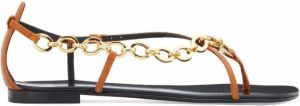 Giuseppe Zanotti Krabi chain-link leather sandals Brown