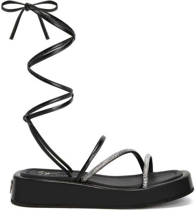 Giuseppe Zanotti lace-up leather sandals Black