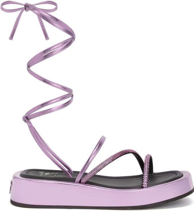 Giuseppe Zanotti lace-up metallic sandals Pink