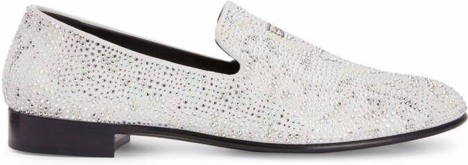 Giuseppe Zanotti Lewis rhinestone loafers White