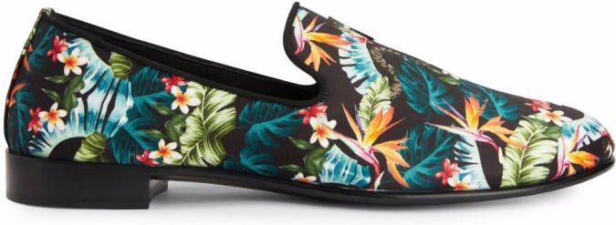 Giuseppe Zanotti Lewis tropical graphic-print loafers Black