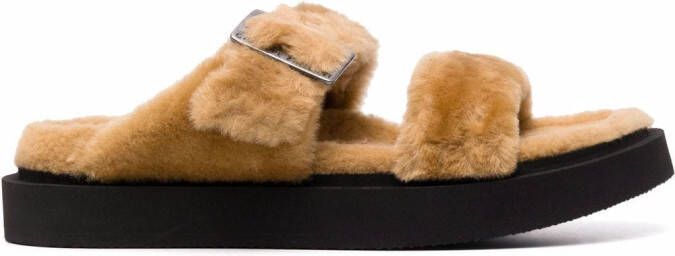 Giuseppe Zanotti Livio double-strap faux fur sandals Neutrals