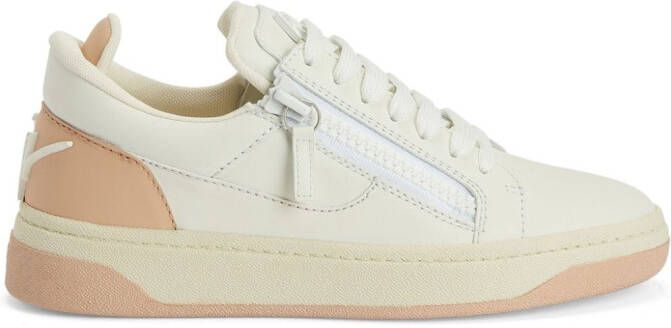 Giuseppe Zanotti logo-embroidered leather sneakers Neutrals