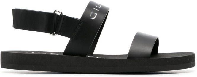Giuseppe Zanotti logo-print flat sandals Black