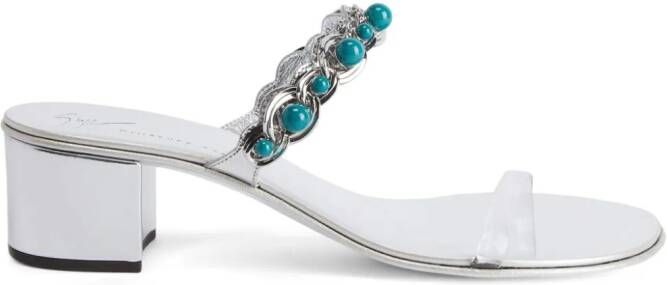 Giuseppe Zanotti Marguerithe bead-embellished leather sandals Silver