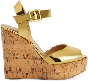 Giuseppe Zanotti Mayliin wedge metallic sandals Gold