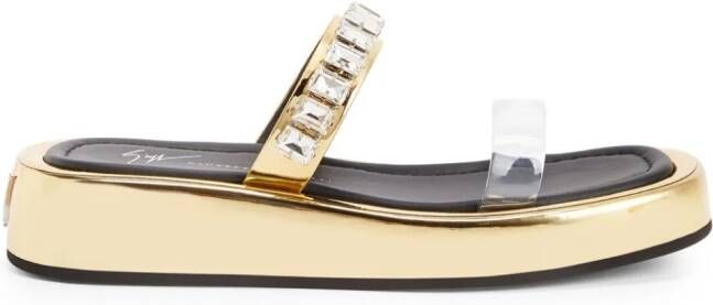 Giuseppe Zanotti Melburne Crystal flat sandals Gold