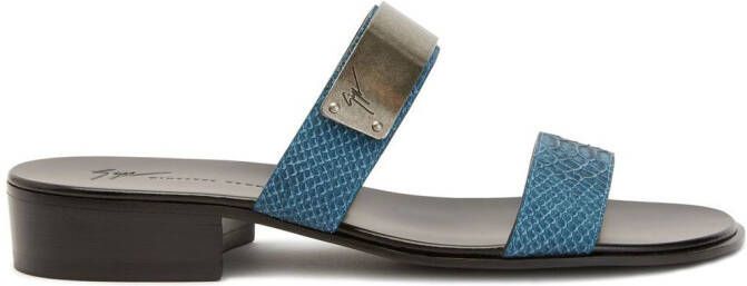 Giuseppe Zanotti metal-plaque snakeskin-effect sandals Blue