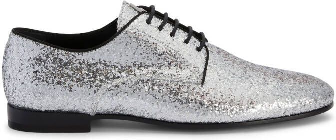 Giuseppe Zanotti metallic-effect lace-up leather loafers Grey