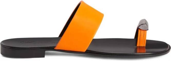 Giuseppe Zanotti Norbert leather flat sandals Orange