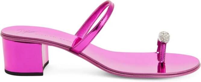 Giuseppe Zanotti Ring 40mm leather sandals Pink