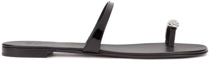 Giuseppe Zanotti Ring-embellished flat sandals Black