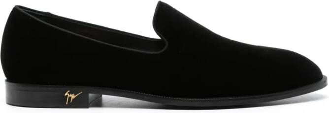 Giuseppe Zanotti Rudolph velvet slippers Black
