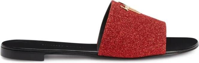 Giuseppe Zanotti Shirley glitter-detail flat sandals Red