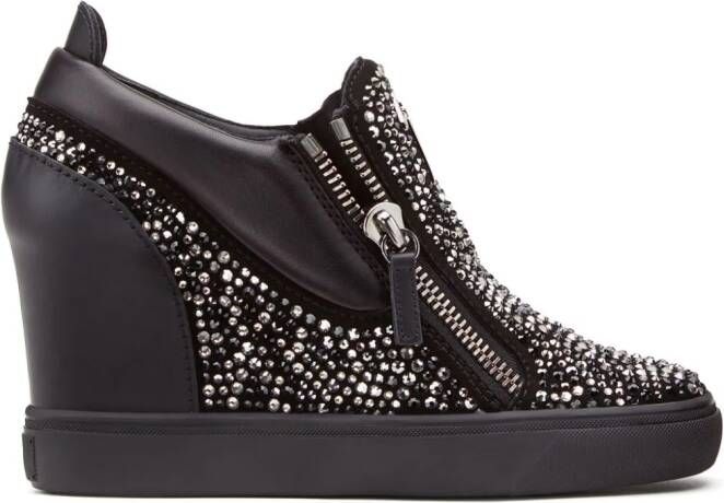Giuseppe Zanotti Sonya rhinestone-embellished wedge sneakers Black