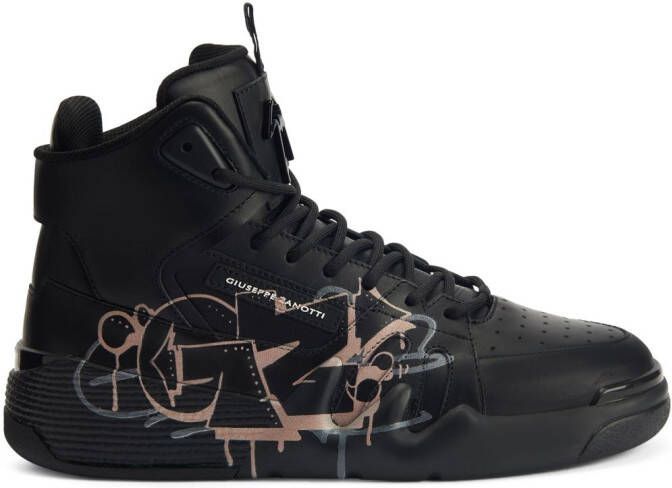 Giuseppe Zanotti Talon graffiti-print leather sneakers Black