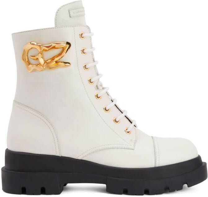 Giuseppe Zanotti Tankie leather ankle boots White