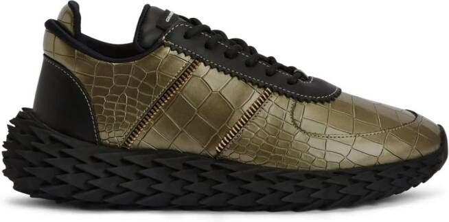 Giuseppe Zanotti Urchin crocodile-embossed panelled sneakers Gold