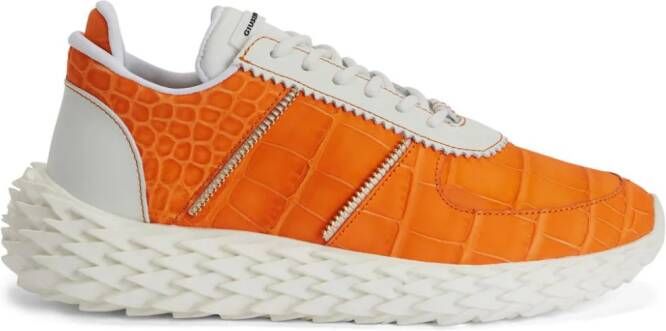 Giuseppe Zanotti Urchin crocodile-embossed panelled sneakers Orange