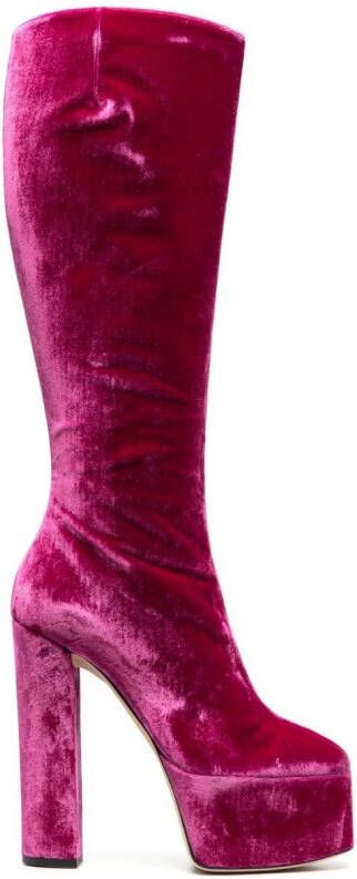 Giuseppe Zanotti velvet-effect knee-length 150mm boots Pink